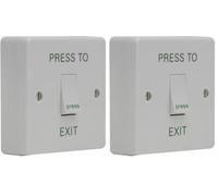 Defender Security DEF-0664 1 Gang Press to Exit Switch and Surface Box, White (Pack of 2)