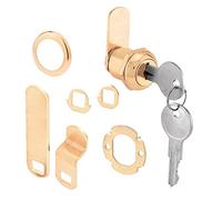 Defender Security U 9942 Drawer and Cabinet Lock - Secure Important Files and Drawers, 5/8”, Diecast Housing with Brass Finish, Fits on 5/16” Max Panel Thickness