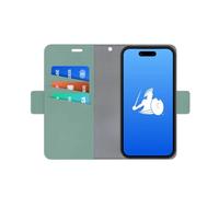DefenderShield EMF Phone Case Blocker Fits iPhone 15 - Full-Spectrum Anti Radiation Cell Phone Case to Reduce Signals & Battery Emissions - Magnetic Wallet Case iPhone EMF Blocker Sage Green