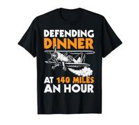 Defending Dinner At 140 Miles an Hour Aviation Pilot Farmer T-Shirt