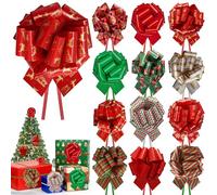 Deffdns 12 PCS Christmas Bows for Gift Wrapping,5 inch Large Xmas Holiday Pull Bows for Present,Gift Baskets,Wine Bottles,Bouquet,Christmas Wrapping Decorations [Mix Color]