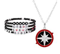 DEFGNOP Stray Kids Necklace Bracelet Set, with 4 Acrylic Bracelets and 2 SKZ Photocard, Kpop Gifts, Essential Fan Item for Kpop Fans, SKZ Merch Bracelet & Necklace for Men and Women