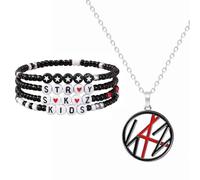 DEFGNOP Stray Kids Necklace Bracelet Set, with 4 Acrylic Bracelets and 2 SKZ Photocard, Kpop Gifts, Essential Fan Item for Kpop Fans, SKZ Merch Bracelet & Necklace for Men and Women