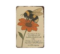 Defiant Bumblebee Inspirational Plaque: 'It Flies Anyway' Metal Wall Art Decorative Tin Sign for Home and Cave 12×8 Inch, 2D Flat