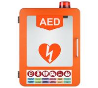 Defibrillator cabinet, AED Defibrillator Storage Cabinet Wall Mounted First Aid Cabinet for Most AED Models, Adjustable Partition Position(Orange)