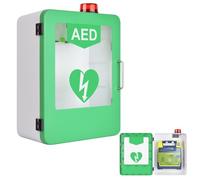 Defibrillator cabinet, AED Defibrillator Wall Cabinet, AED Defibrillator Storage Cabinet with Key and Alarm, Transparent Display Window