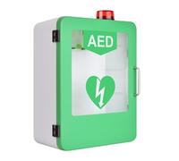 Defibrillator cabinet, Rounded Corner Wall mounted AED Alarm Box with Stainless Steel Handle, Transparent Glass Window, Dual Switch Control