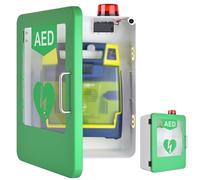Defibrillators Medical AED Defibrillator Storage Cabinet with Key and Alarm, Wall-Mounted Steel AED Alarm Box, Double Switch Control, Fits Most AED Models