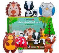 DeFieltro Forest Animals - Felt Sewing Kits for Children and Adults - Set Crafts for Boys and Girls - Sewing Crafts for Kids to Learn to Sew - First Sewing for Child