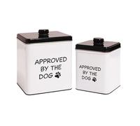 Define Marvelous 2pc Set Square Storage Dog Tin Container for Treats, Food, Storage, Supplies, Toys (Approved by the Dog)