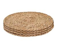 Defined Deco Woven Placemats Set of 4,12" Round Rattan Placemats,Natural Hand-Woven Water Hyacinth Placemats,Farmhouse Weave Place Mats,Rustic Braided Wicker Table Mats for Dining Table,Home,Wedding.