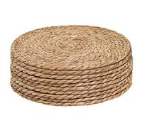 Defined Deco Woven Round Placemats, Natural Hand-Woven Water Hyacinth, Farmhouse Weave Place Mats Rustic Braided Wicker Table Mats for Dining Table, Home, Wedding. (Set of 10)