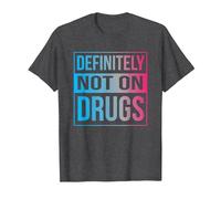 Definitely Not On Drugs Trippy Rave EDM Dance Shirt T-Shirt, Men, Dark Heather Grey, 5X-Large