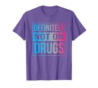 Definitely Not On Drugs Trippy Rave EDM Dance Shirt T-Shirt, Men, Purple Heather, Small