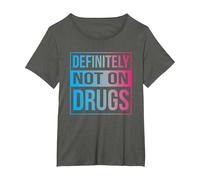 Definitely Not On Drugs Trippy Rave EDM Dance Shirt T-Shirt, Women's Plus, Asphalt Grey, 6X