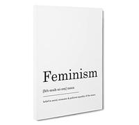 Definition Of Feminism Typography Canvas Print | Gallery Wrapped 30mm Frame Wall Art | 30x20 inches | Ready to Hang | Contemporary Typography Picture | Living Room Bedroom Lounge Office