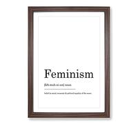 Definition of Feminism Typography Framed Print | A2 Walnut Framed Wall Art | Ready to Hang | Modern Positive Affirmations Picture | Living Room Bedroom Lounge Office
