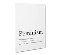 Definition Of Feminism Typography Quote Canvas Print | Gallery Wrapped 30mm Frame Wall Art | 30x20 inches | Ready to Hang | Modern Typography Picture | Living Room Bedroom Lounge Office