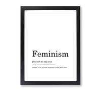 Definition Of Feminism Typography Quote Framed Print | A4 Black Framed Wall Art | Ready to Hang | Modern Positive Affirmations Picture | Living Room Bedroom Lounge Office