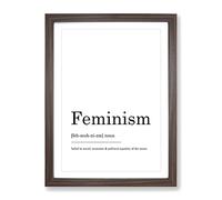 Definition Of Feminism Typography Quote Framed Print | A4 Walnut Framed Wall Art | Ready to Hang | Modern Positive Affirmations Picture | Living Room Bedroom Lounge Office