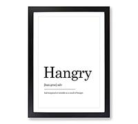 Definition of Hangry Typography Framed Print | A2 Black Framed Wall Art | Ready to Hang | Modern Positive Affirmations Picture | Living Room Bedroom Lounge Office