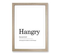 Definition of Hangry Typography Framed Print | A2 Oak Framed Wall Art | Ready to Hang | Modern Positive Affirmations Picture | Living Room Bedroom Lounge Office