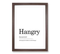 Definition of Hangry Typography Framed Print | A2 Walnut Framed Wall Art | Ready to Hang | Modern Positive Affirmations Picture | Living Room Bedroom Lounge Office
