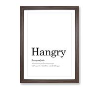 Definition Of Hangry Typography Quote Framed Print | A3 Walnut Framed Wall Art | Ready to Hang | Modern Positive Affirmations Picture | Living Room Bedroom Lounge Office