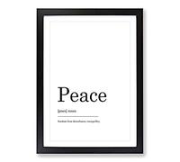 Definition of Peace Typography Framed Print | A2 Black Framed Wall Art | Ready to Hang | Modern Positive Affirmations Picture | Living Room Bedroom Lounge Office