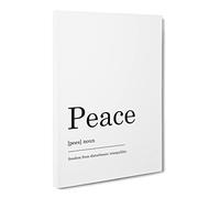 Definition Of Peace Typography Quote Canvas Print | Gallery Wrapped 30mm Frame Wall Art | 30x20 inches | Ready to Hang | Modern Typography Picture | Living Room Bedroom Lounge Office