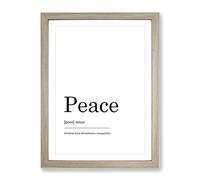 Definition Of Peace Typography Quote Framed Print | A3 Oak Framed Wall Art | Ready to Hang | Modern Positive Affirmations Picture | Living Room Bedroom Lounge Office