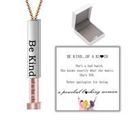 DEFIRHANE Be Kind of a B Necklace for Women Gal Strength and Courage Necklace Sisterhood Friendship Gift Necklace (Rose Gold), 18+2in