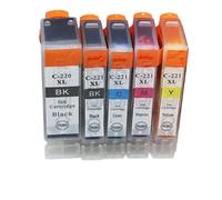 DEFIYAN 5 Color Compatible Ink Cartridge Compatible With PGI220 CLI221 Compatible With IP3600 IP4600 IP4700 MX860 MX870 MP550 MP560(5PCS)
