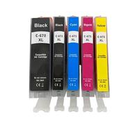 DEFIYAN Compatible Ink Cartridge PGI-670XL CLI-671XL Compatible With MG5460 MG5560 MG5660 MG6360 MG6460 MG6660 IP7260 IP8760 IX6860(1SET(5COLORS))