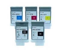 DEFIYAN Compatible Ink Cartridge Set Compatible With IPF670 IPF680 IPF685 IPF770 IPF780 130ML PFI107 PFI-107 6 Pieces(5PCS)