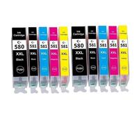 DEFIYAN Compatible Ink Cartridges Set Of 5 PCS Compatible With TS6150 TS6151 TS6250 TS6251 TS6350 TS6351 TS8150 Models 580XXL 581XXL PGI580 CLI581(2Set (10PCS))