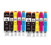 DEFIYAN Compatible PGI-470 CLI-471 Ink Cartridge Compatible With TS5040 MG5740 MG6840 TS6040 Printers(2SET)