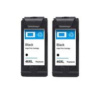 DEFIYAN Compatible Replacement Ink Cartridge Compatible With 46XL 46 XL 46 2020 2520 Inkjet Printers(2PCS BLACK)