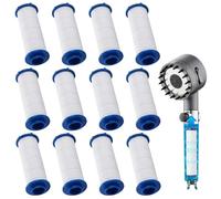 DEFIYEAR 12Pcs Water Filter for Shower, Hard Filter, Shower Head Replacement, Cartridge, Universal PP Cotton Core, 8 x 2.4 cm, Absorb Dirt, Propeller Driven UK