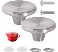DEFIYEAR 2 Pack Dutch Oven Knob, Premium Stainless Steel Replacement Pot Lid Knob, Durable Dutch Oven Pot Knobs for Le Creuset Aldi Lodge, Perfect for Upgrading Your Cookware