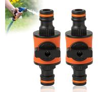 DEFIYEAR 2 Pack Hozelock Connectors - Quick Release Double-Tap Nozzle Valve and Fittings ABS, Compatible with Hozelock Tap Two-Way Double Connector, Durable Garden Shut-Off Valve