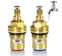 DEFIYEAR 2PCS Brass Tap Cartridge Replacement - Quarter Turn Ceramic Valve Insert for Mixer Taps, Hot & Cold Water Control, Durable Faucet Inserts for Kitchen & Bathroom