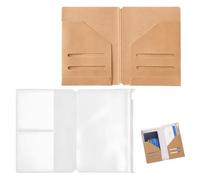 DEFIYEAR 2PCS Travellers Notebook Cover, Passport Holder, Zipper Case Kraft Card Notebook, Sleeve Traveler's Accessories, Cover with Pen Holder