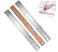 DEFIYEAR 3PCS Cork Backed Stainless Steel Ruler - 30 cm/12 Inch Metal Straight Edge Rulers, Cork Backing Non Slip for School Office Drafting Woodworking Drawing Engineering Measuring