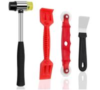 DEFIYEAR 4PCS Window Glazing Tools Kit, Heavy-Duty Glazing Hammer Paddle Knife, Red Window Roller, Glazing Shovel - Window Fitting Tools for Efficient Installation Repair Projects