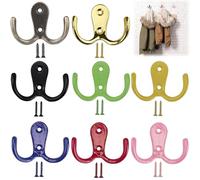 DEFIYEAR 8PCS Double Prong Robe Hooks - Dual Door Coat Hooks & Chrome Coat Hook with 16 Screws, Wall Mounted Clothes Hooks Screw in for Hanging Hat Tie Clothes Towel