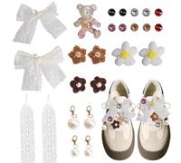 DEFIYEAR Bling Bow Shoe Charms Clips for Girl, Jewelry/Bows/Clips/Pins for Sneakers & Shoes, Bling Crystal Diamond Cute Shoe Lace Charms for Girl Women Children’s Day Birthday(23PCS/25 PCS)