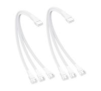 DEFIYEAR PWM Fan Splitter Sata Cable PC Matters 2 Pack 27cm 4 Pin Extension Braided One-to-Three Line Chassis Adapter White