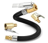 DEFIYEAR Tyre Inflator Adaptor, Bike Pump Quick Release Clamp, Brass Tire Air Chuck, 3Pcs Set With 2Pcs 8Mm Clip And 1Pcs 30Cm Hose For Car
