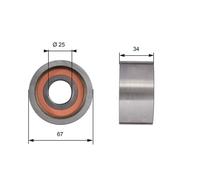 Timing belt tensioner pulley Metal T41178 GATES for RENAULT FIAT OPEL CITROËN